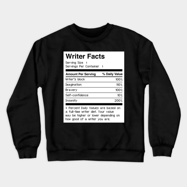 Facts | Funny Novelist Writer Gift Crewneck Sweatshirt by MeatMan